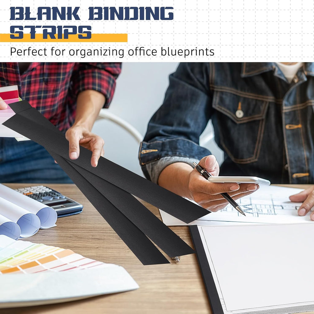 Estune 1000 Pcs Blueprint Binding Strips Blank Binding Strips for Blueprint Construction Paper Poster Plans Drawings Arts (3' X 24',Black)