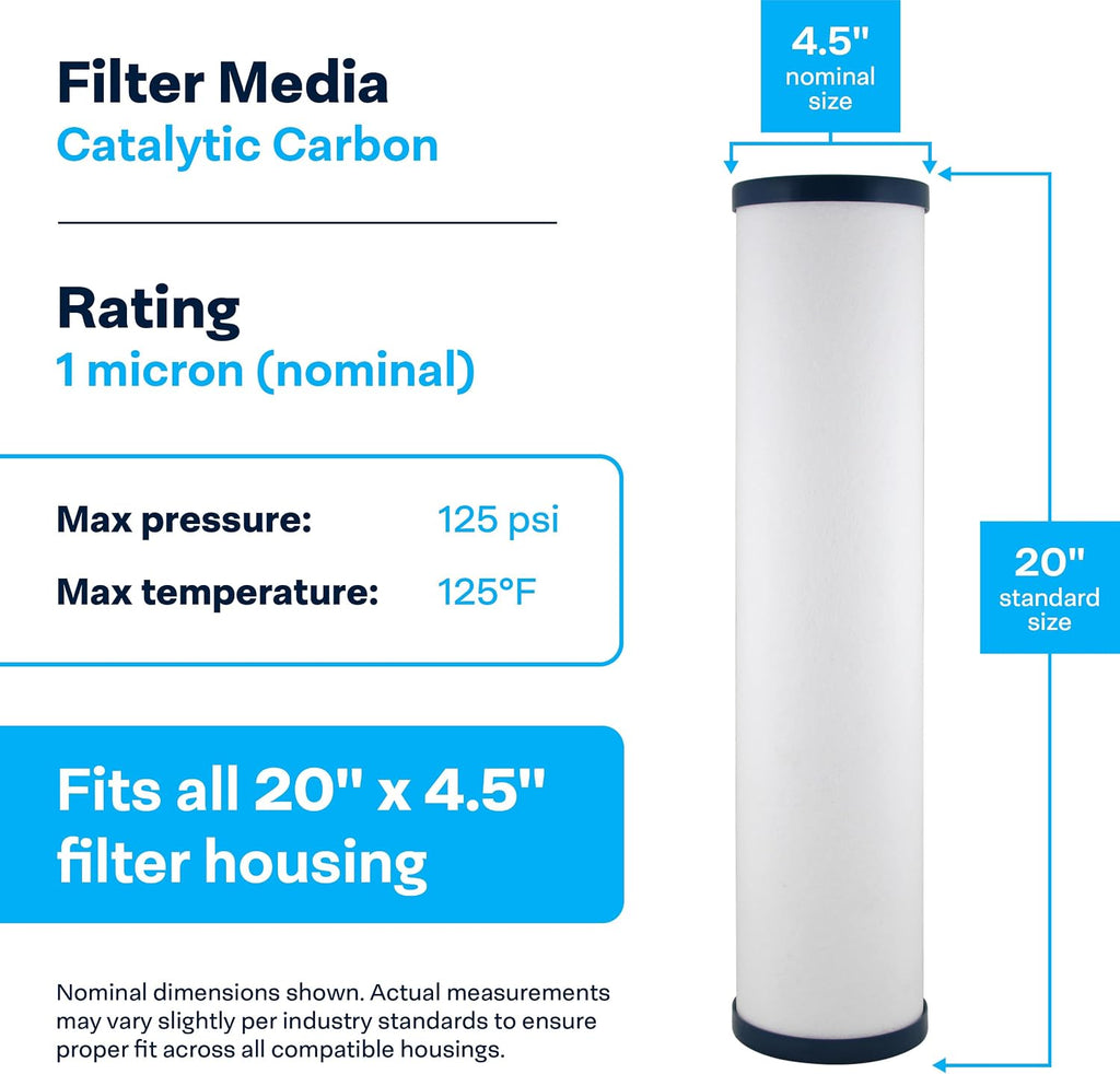 SpiroPure SP-CC1-20BB 20x4.5 Catalytic Carbon Water Filter Whole House