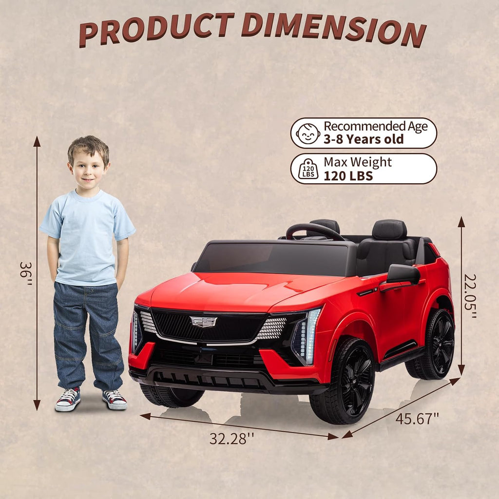 24V Ride On Car, Licensed Cadillac Battery Powered Electric Vehicle w/Remote Control, 2 Seater, 4-Wheel Shock Absorbers, Smooth Start, Music, LED Lights for Boys Girls
