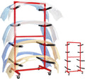 biosp Double Sided Mobile Bumper Storage Rack Floor-Standing with Lockable Wheels, Store and Organize 6 Painted Bumpers, Length Adjustable, Automobile Parts Accessories, 41.02''D x 49.29''W x 80''H