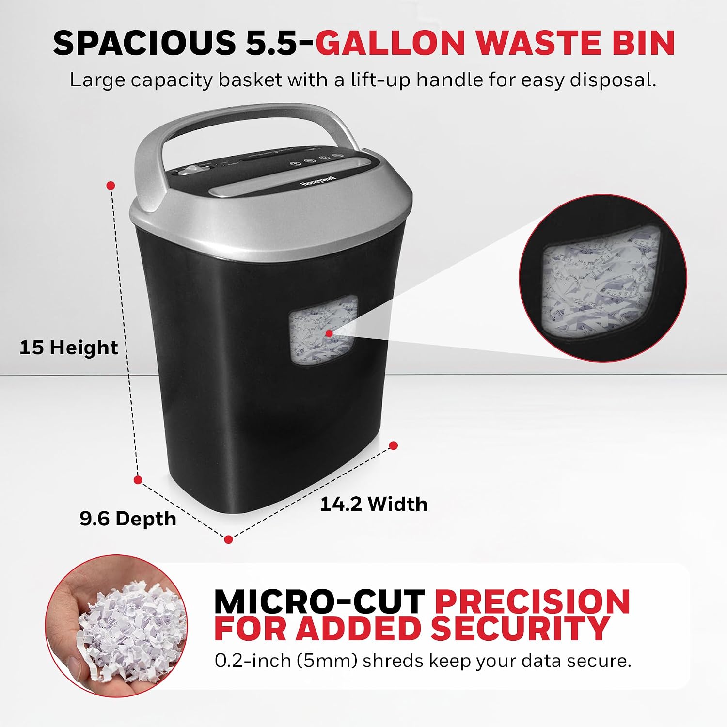 Honeywell Safes & Door Locks - 12 Sheet Cross Cut Paper Shredder for Home Use & Office - 3-Function Control & Over Heat Protection - Document & Credit Card Shredder Machine - 5.5 Gallons, Black - 9112