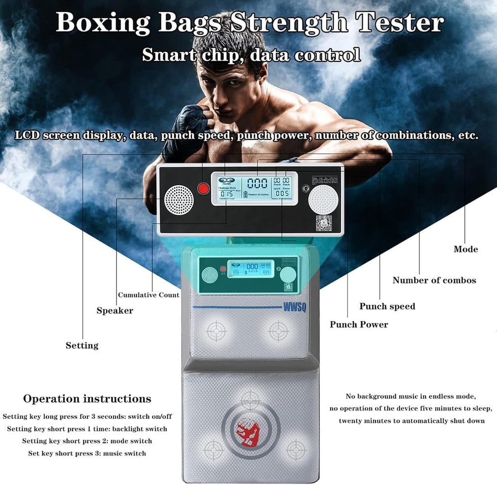 Wall Mounted Boxing Machine, Smart Electronic Music Punch Force Tester with Light and Music, LCD Display The Number of Strikes, for Kick Boxing, Karate, Taekwondo, Wing Chun