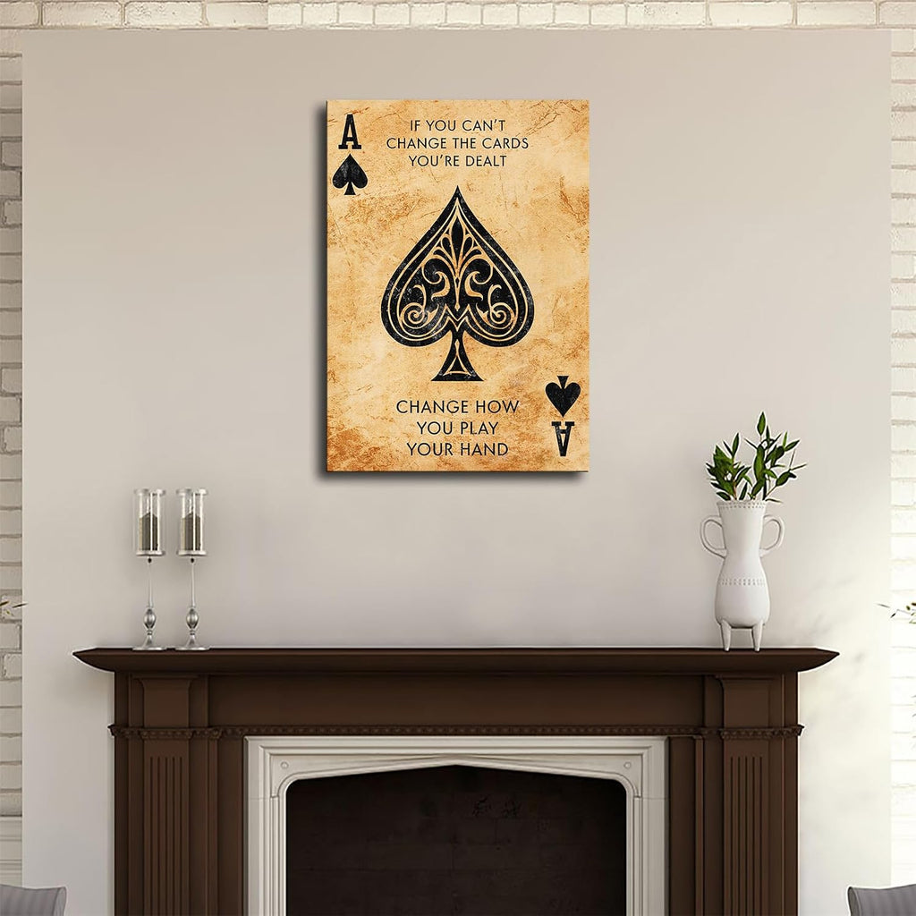 Vintage Ace of Spades Classic Motivational Poster Exquisite Art Decoration Suitable for Cafes Home Kitchens Bars Room Decor Canvas Wall Art Home Office Decoration Party Gifts (24×36inch-Framed)