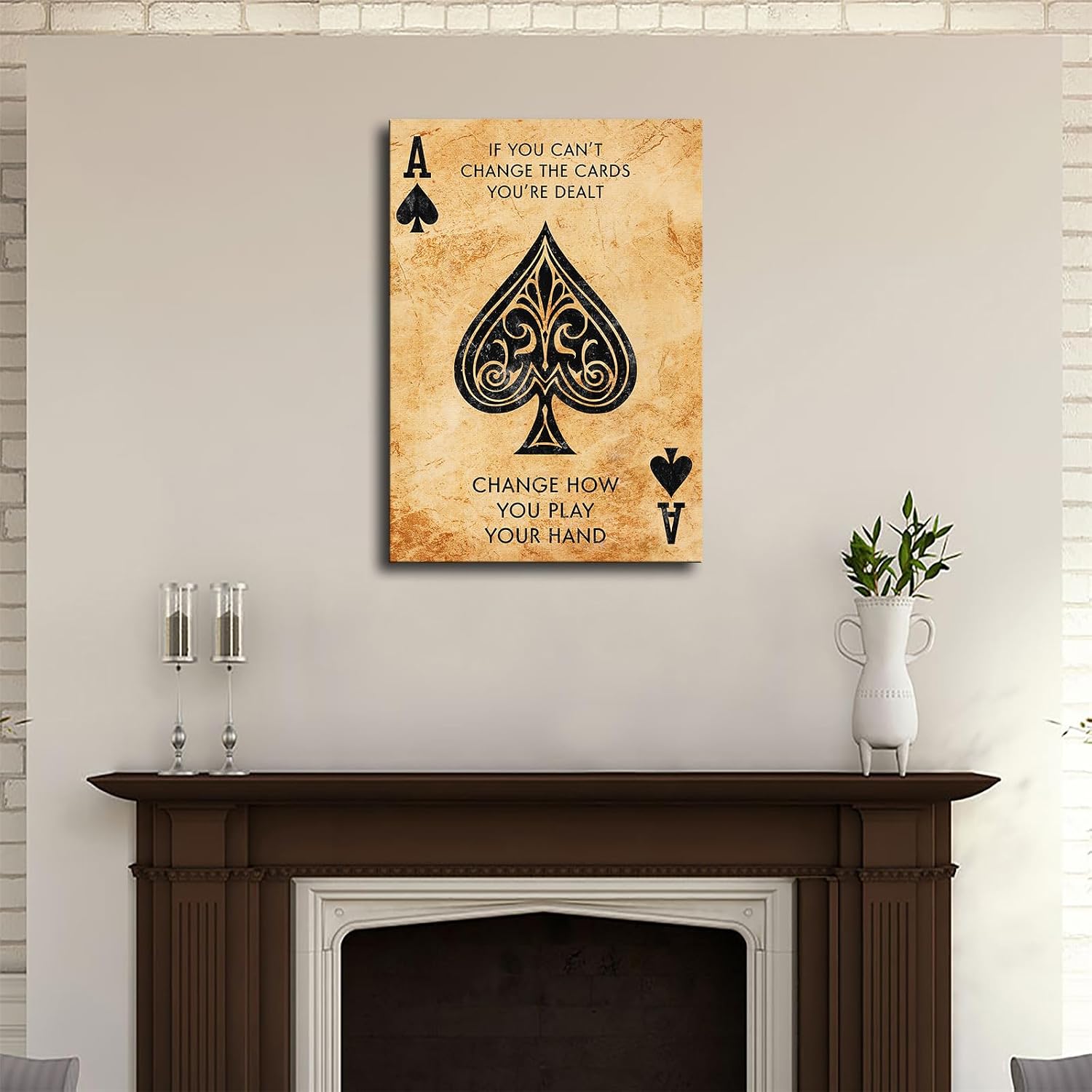 Vintage Ace of Spades Classic Motivational Poster Exquisite Art Decoration Suitable for Cafes Home Kitchens Bars Room Decor Canvas Wall Art Home Office Decoration Party Gifts (24×36inch-Framed)