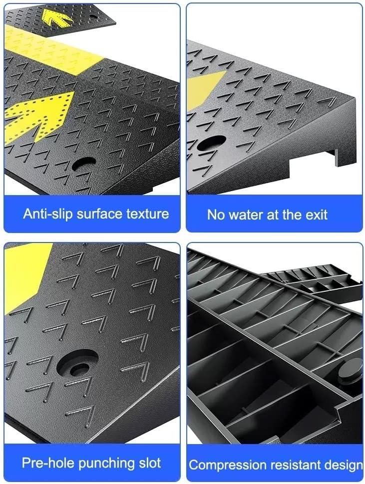 ZJIEX Wheelchair Ramp Rubber Ramps for Driveway Entryway Doorways, 2in/ 4in/ 6in/ 7in Rise Curb Ramp, Safety Non-Slip Threshold Transition Ramp, Car Kerb Ramp (Size : 100x25x4cm(39x10x1.6inch))