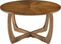 LEEMTORIG Round Wood Coffee Table, Mid Century Modern Round Walnut Coffee Tables for Living Room, 33.5' Dia. Circle Drum Coffee Table with Cross Legs, Easy Assembly, Brown Walnut KFZ-3223