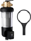 iSpring WSP50ARJ-BP Whole House Water Filter System Prefilter, Auto Flushing Spin Down Sediment Filter for Well Water, Integrated Bypass, 4-Mode Touch-Screen, Reusable, Jumbo Size, 50 Micron