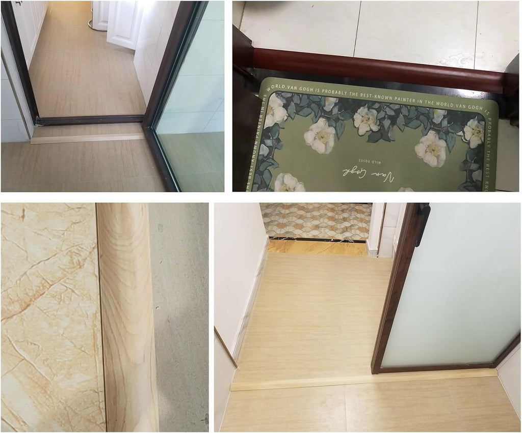 Interior Doorway Threshold Strip 34 36 48 60 72in, Floor Transition Strip Edging Trim for Uneven Flooring Carpet Tile Hardwood, Wood Grain Finish Reducer Flute,Deep Coffee-L 66in/168cm