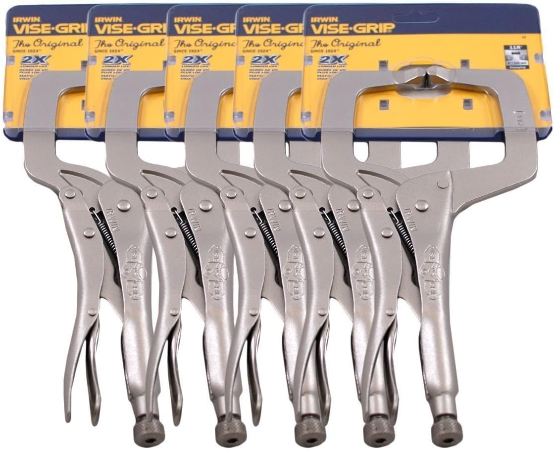 IRWIN Vise Grip 11R 11' C Clamp Locking Regular Tip Easy Release Pliers (5 PACK)