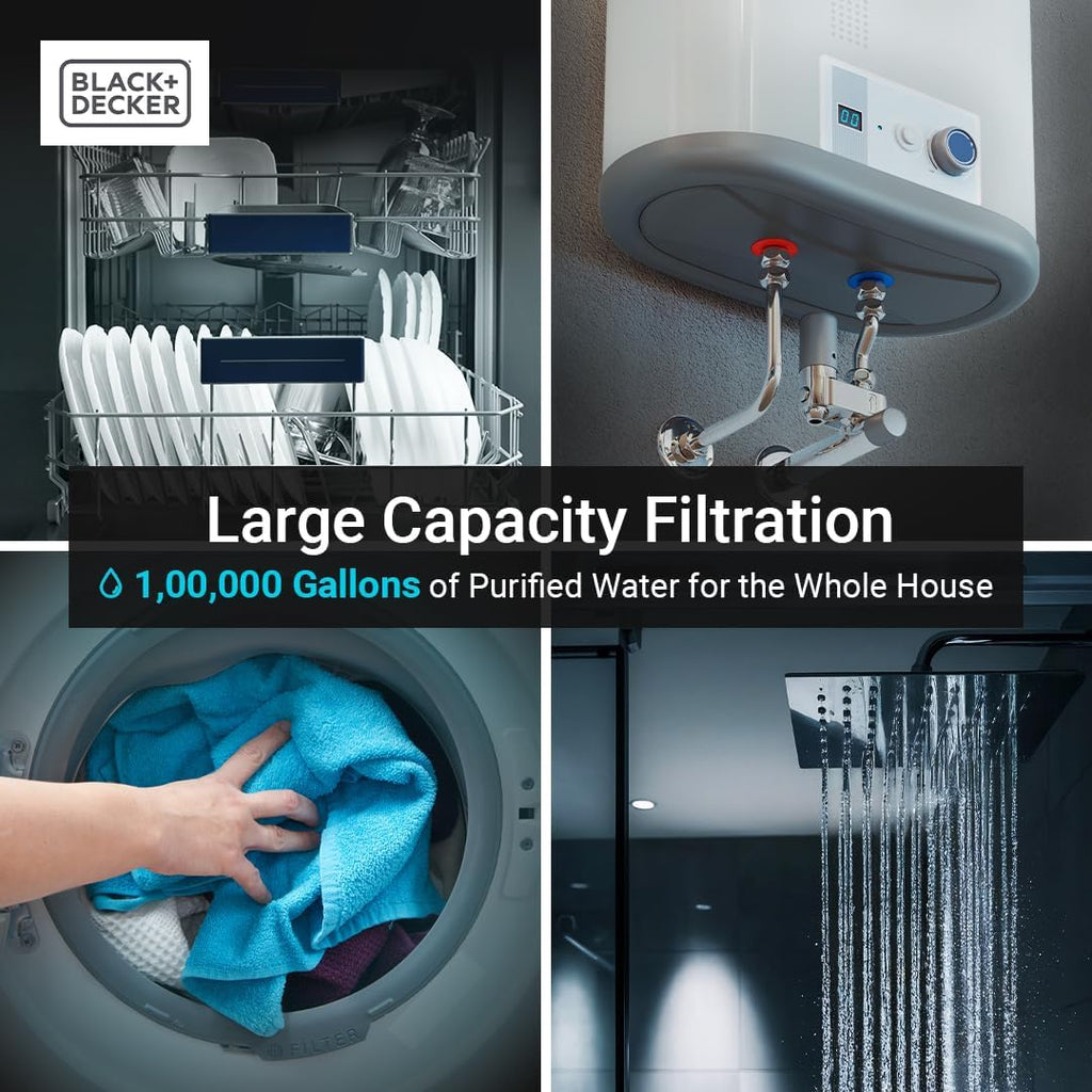 BLACK+DECKER Whole House Water Filter System | Anti-Scale | 3-Stage Filtration System | Specially Designed to Prevent Scale Build-Up | Protects Appliances | IAPMO R&T Tested, NSF/ANSI 42 Certified