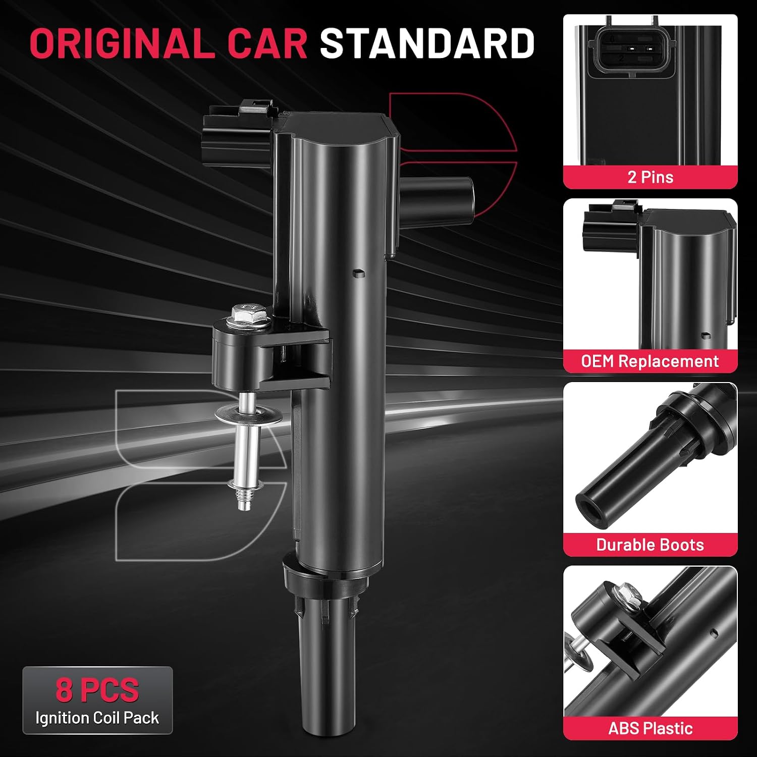 BDFHYK Ignition Coil Pack Set of 8 Compatible with Jeep 08-10 Commander Grand Cherokee, Compatible with Dodge Ram 1500 Dakota 08-09 Durango, Aspen 4.7L V8 Replacement for UF601 IGC0164 5149049AB