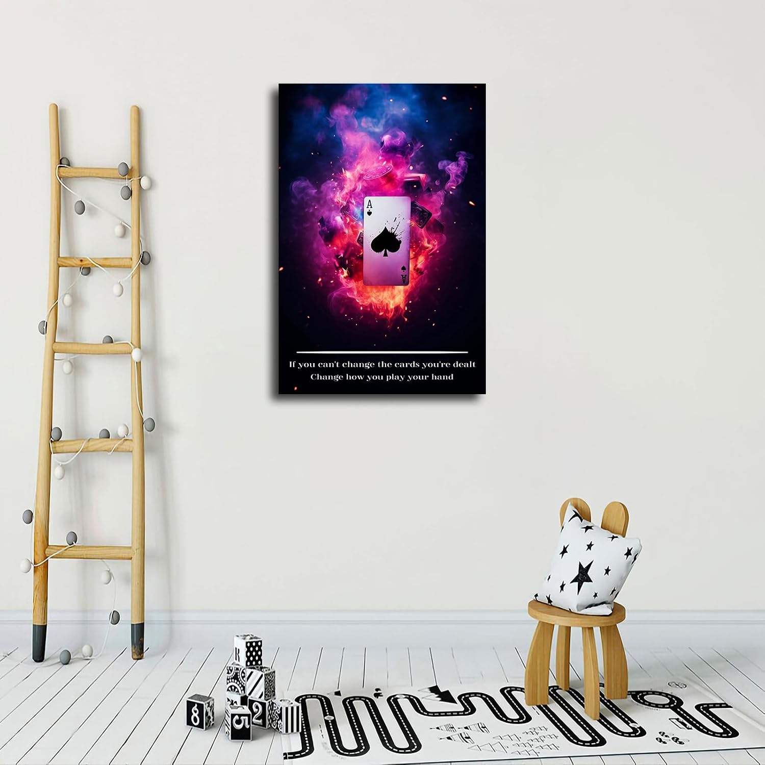 Wall Art Canvas Prints- Poker Inspirational Ace of Spades Game Motivational Quotes 2 Posters Room Aesthetics-Best decoration for kitchen living room bedroom office gym etc (24x36inch-Framed)