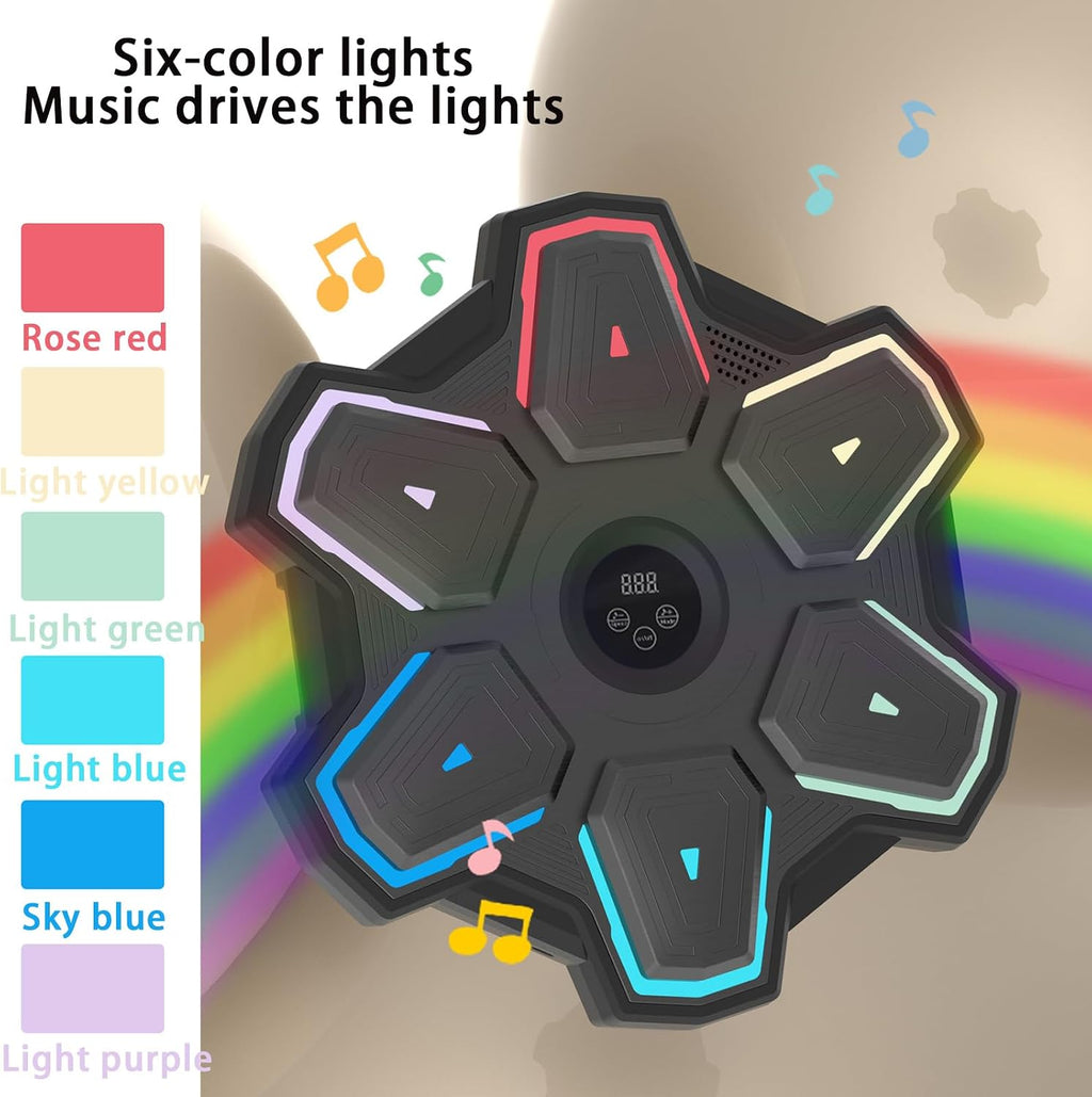 Music Boxing Machine,Wall-Mounted Music Punching Machine with 8 Rhythm Modes,Light Up Boxing Machine for Home,Office and Beginners