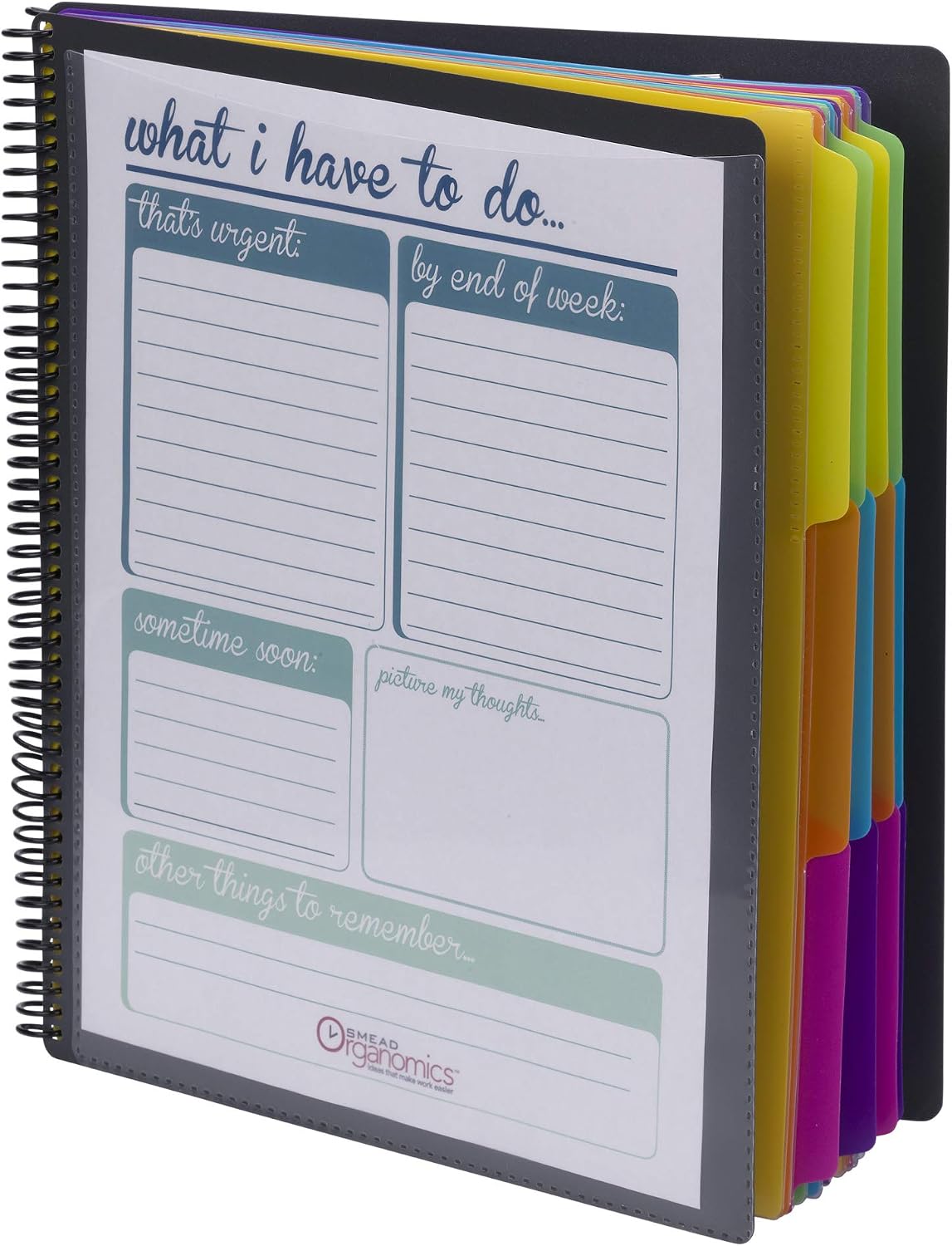 Smead 24 Pocket Poly Project Organizer, 1/3-Cut Tab, Letter Size, Gray with Bright Colors (89206), (Pack of 10)