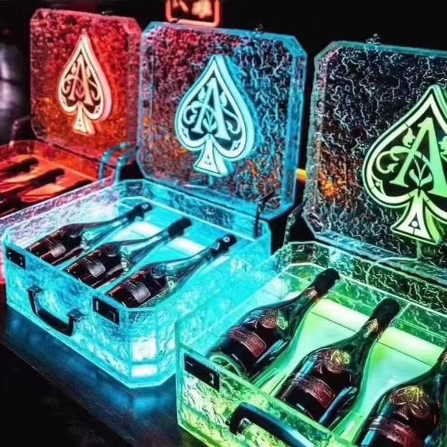FADALE 3 Bottles Rechargeable LED Ace of Spade Glorifier Box, Champagne Bottle Carrier Case for Night Club Party Lounge Bar