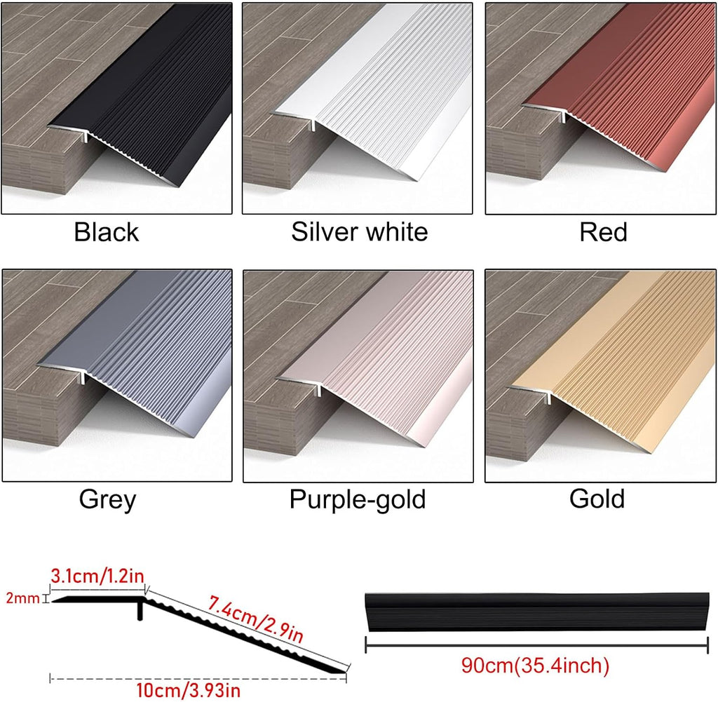 Floor Transition Strip 4 Inch Wide Threshold Ramp, Aluminum Thresholds for Doorways, Kitchen Bedroom Bathroom Doors Reducer Gap Cover, Suitable for Threshold Height Between 0.4-1.4 Inch(Gray,10pcs)