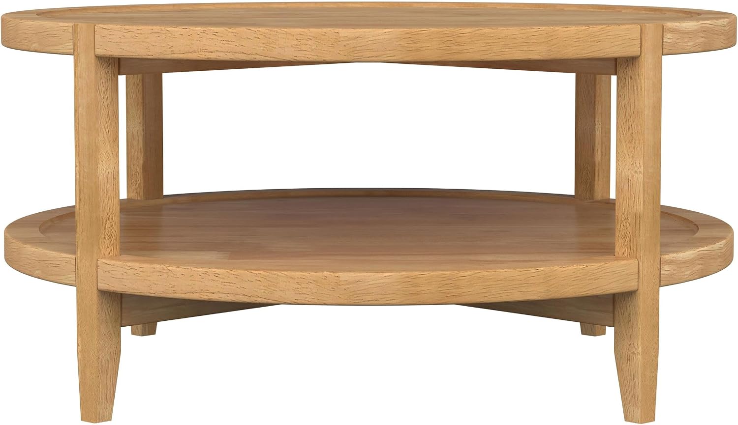 Coaster Home Furnishings - Camillo - Wood - Round Coffee Table with Lower Shelf, Tray-Like Top and Recessed Edges - Living Room - 35.5-Inch - Maple Brown - 709698