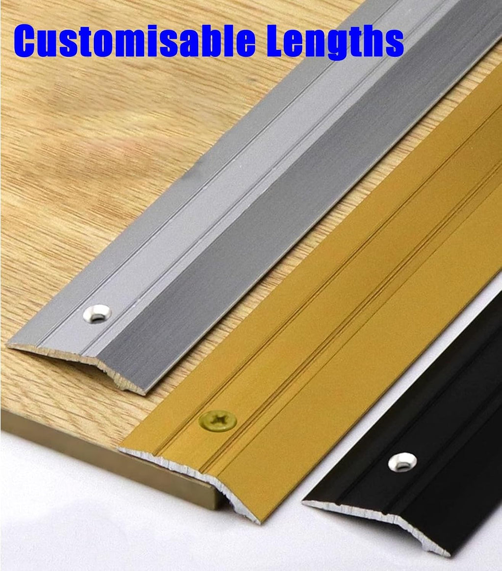 1 Inch Wide Aluminum Floor Threshold Strip -Carpet & Floor Transition Edging Trim with Preformed Holes(Black,160cm)