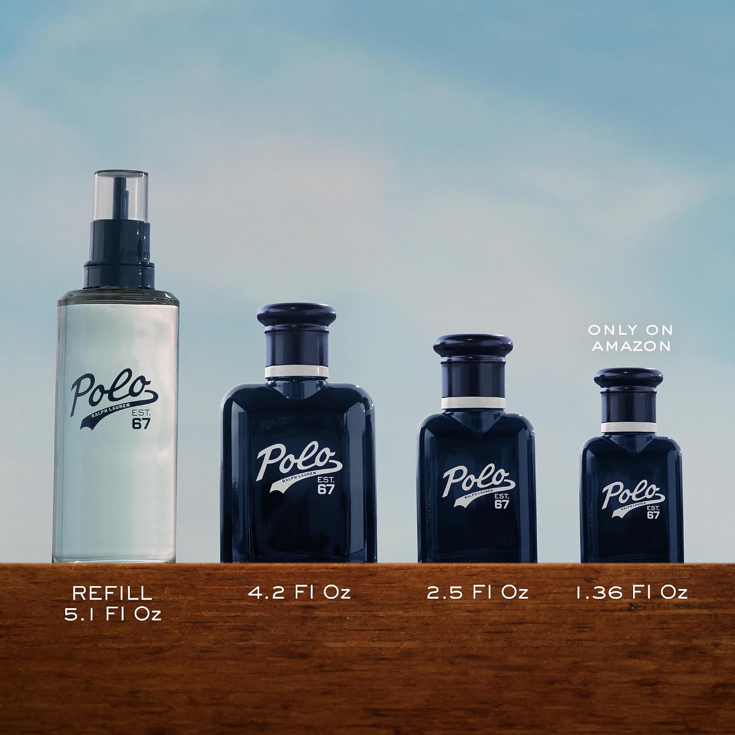 Ralph Lauren - Polo 67 - Eau de Toilette - Men's Cologne Refill Bundle - Woody & Solar Scent - With Sunflower, Bergamot, & Patchouli - Full Size, 2.5 Fl Oz Cologne & 5.1 Fl Oz Refill Bottle