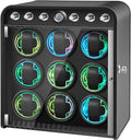 Watch Winder for Automatic Watches, Watch Winders Box 1/2/4/6/9 Slot for Rolex,Silent Motor, 4 Rotation Mode Setting,Built-in led Lights,Gift for Man