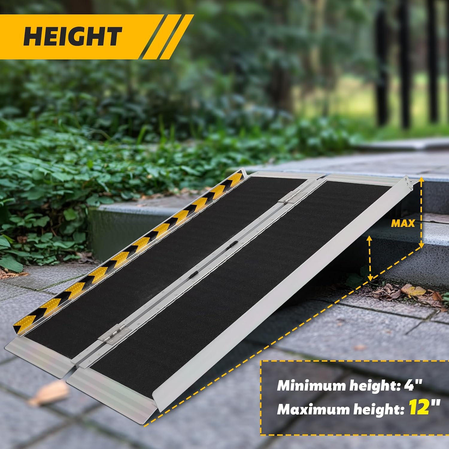 Wheelchair Ramp 4FT, Portable Ramps for Wheelchairs, Aluminum Non-Slip Folding Handicap Ramps for Steps, Outdoor Threshold Wheel Chair Ramps for Doorways, Porch, Cart, Stairs, Curbs