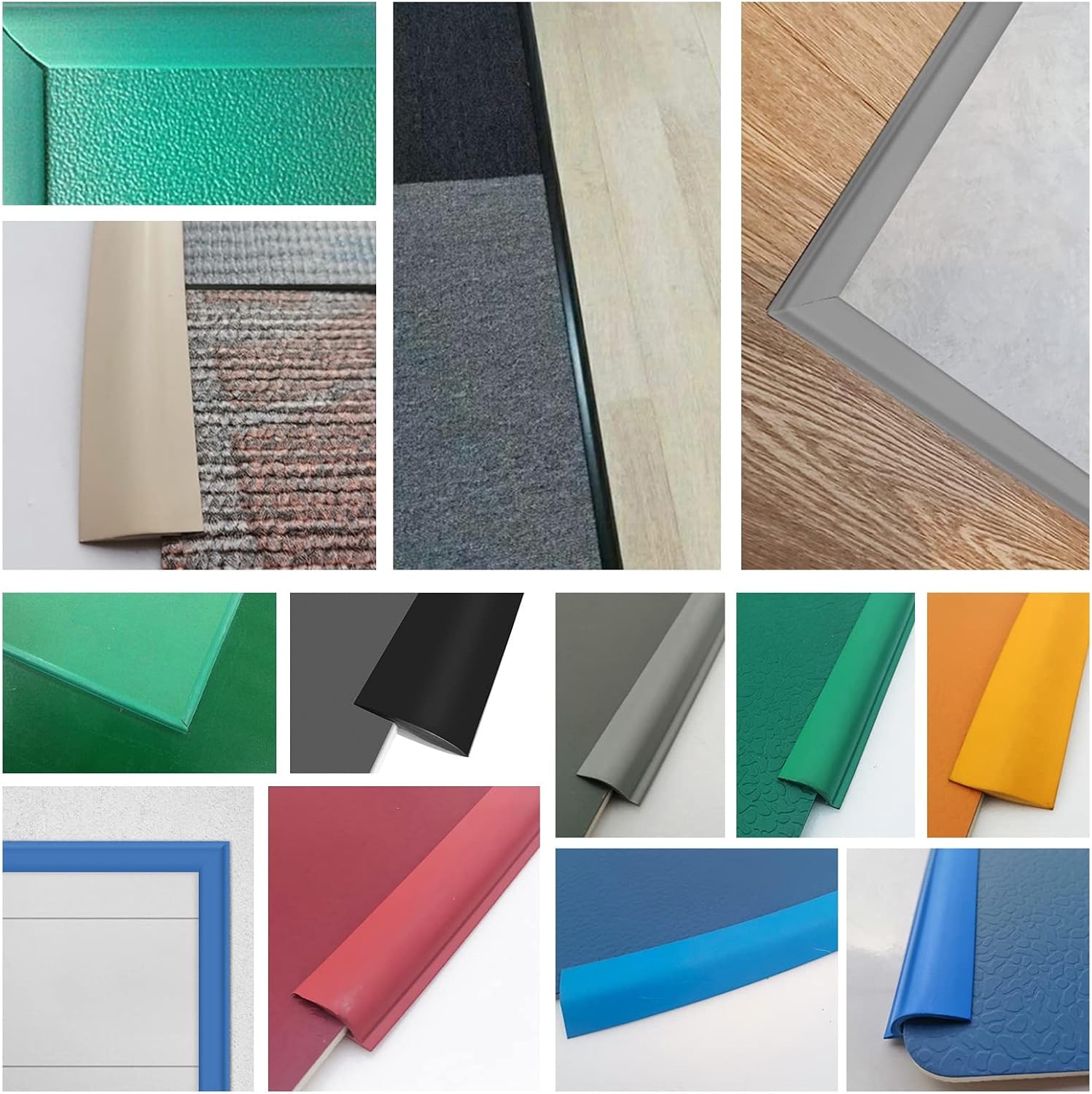Floor Transition Strip ，Carpet to Floor Transition Strip, Soft Pvc Rug Edge Trim Doorway Threshold Gap Cover for Wheelchairs Walker Access, 3 10 20 36 49 82 FT Long Interior Flooring Bars Bridge Profi