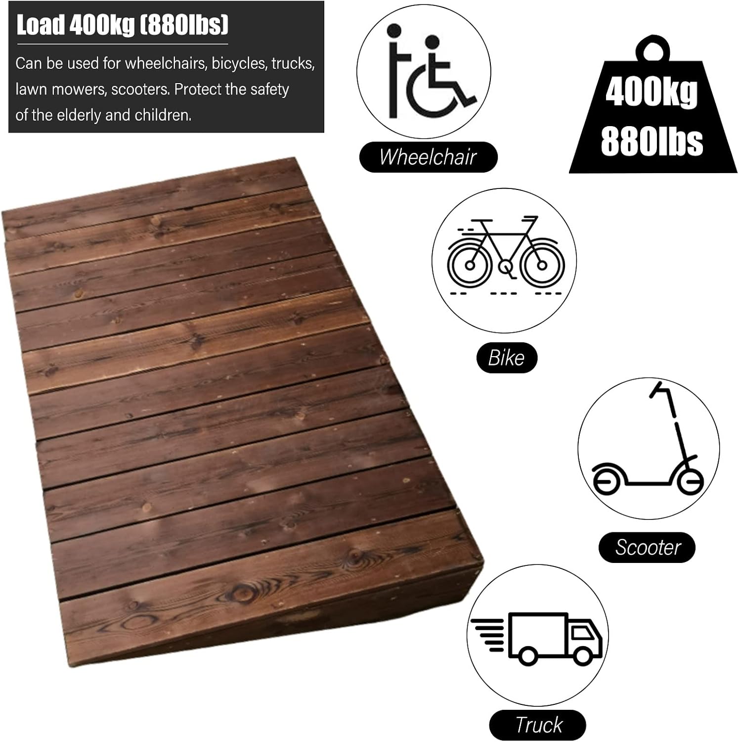 Ramps Door Threshold Ramp Interior Exterior, Portable Non Slip Wood Step Ramp/Doorway Wheelchair Ramp 3/4/ 5/6/ 8 Inch Rise, for Scooter Bike Access Home