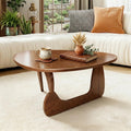 Modern Solid Wood Coffee Table, Unique Triangle Center Table for Living Room,35.4' x 22.8' x 16.5' Walnut