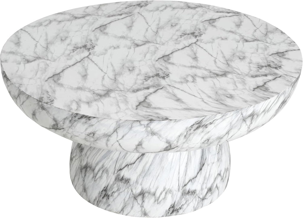 Merax Faux Marble Coffee Table, Indoor Outdoor MGO Top Side Table, Handcrafted Finish Modern Accent Table for Living Room, Patio, Garden, No Assembly Required