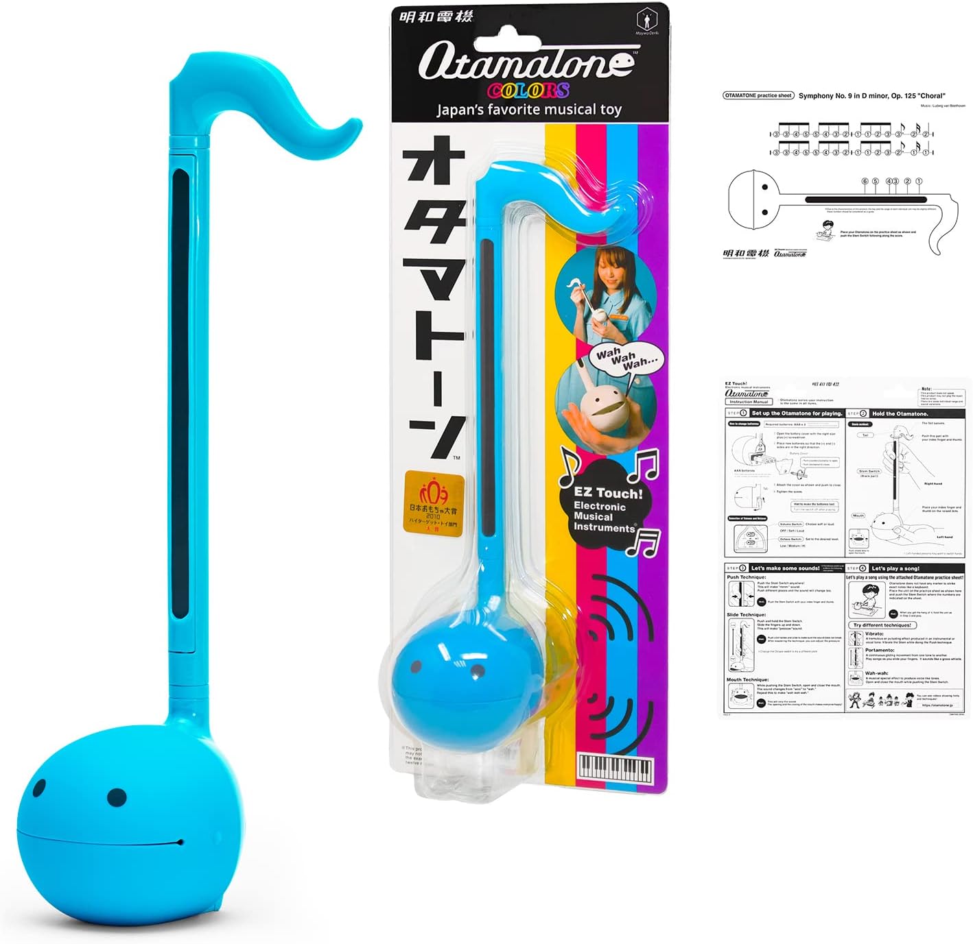 Otamatone Blue + White Electronic Musical Instrument Portable Synthesizer Collector's Set Deluxe + Regular 2 Pc Set