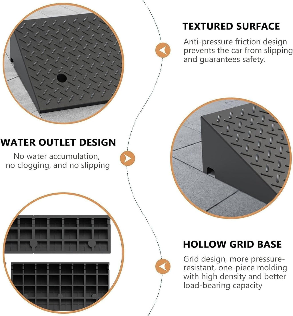 Heavy Duty Wheelchair Rubber Threshold Ramp - Curb Ramps for 4-8 Inch Rise | Ideal for Home Door Steps, Driveways, Cars, Motorcycles, Bicycles (50x50x19cm)