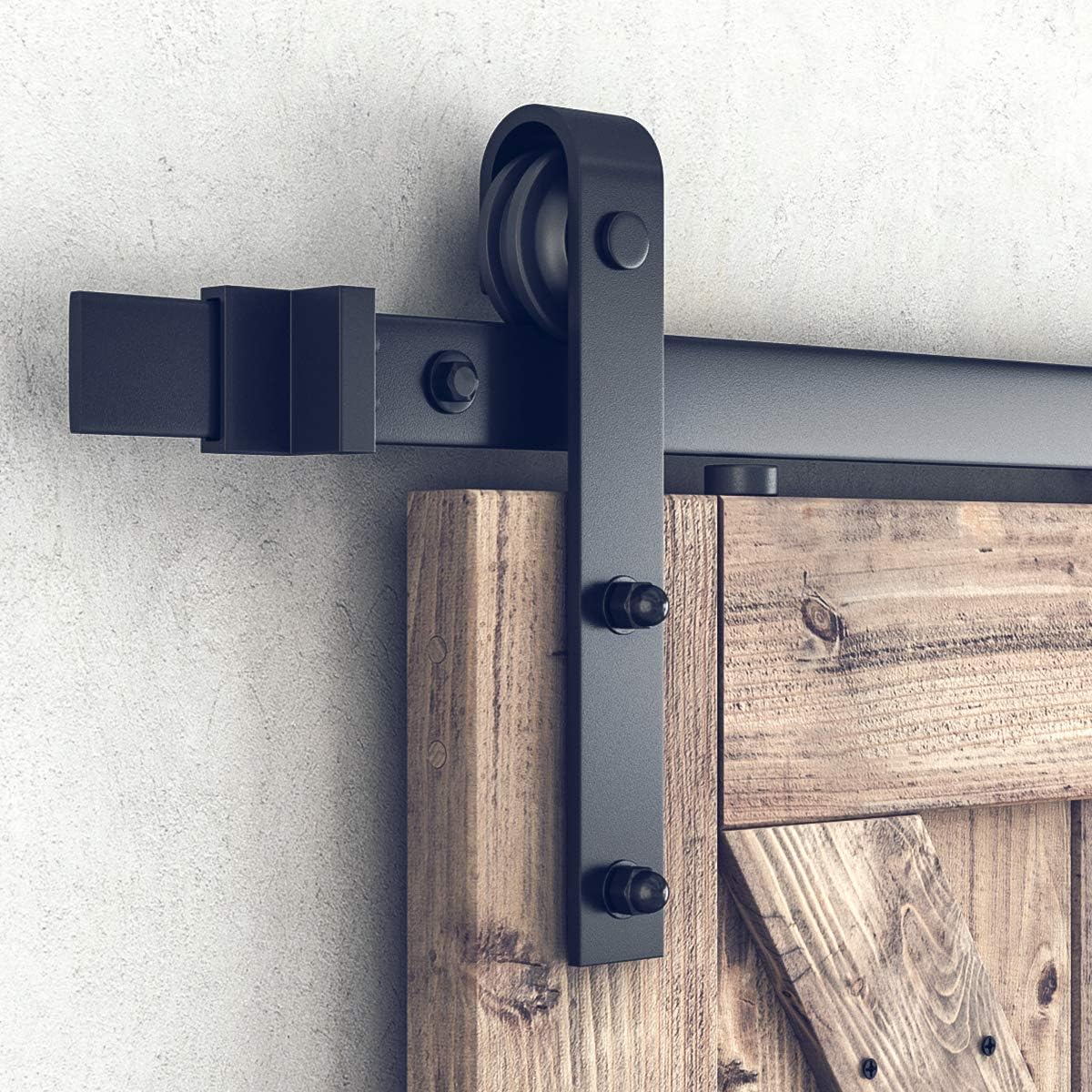 SMARTSTANDARD 13 FT Double Barn Door Hardware Kit, Sliding Door Track-Smoothly and Quietly -Includes Detailed Installation Fit 36'-40' Wide Door Panel(J Shape Hanger) Black