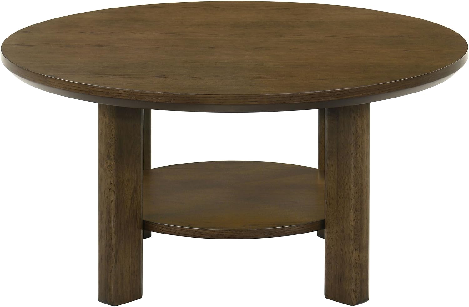 Coaster Home Furnishings - Ottowa - Wood - Round Coffee Table with Open Shelf, Sculpted Legs and Transitional Style - Living Room - Brown - 706308