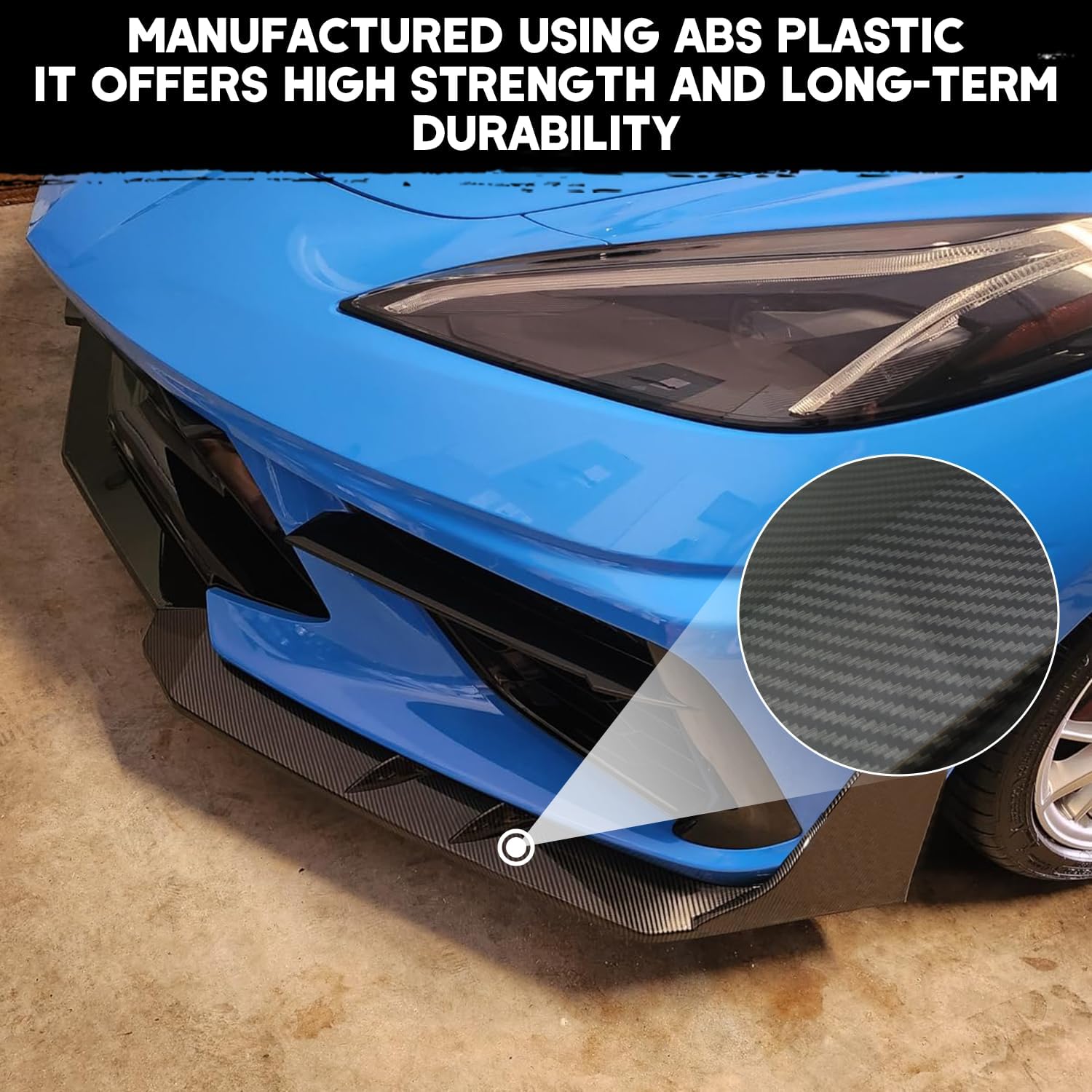 Front Bumper Lip Splitter Spoiler Compatible with Chevy Corvette C8 2020-2025, Corvette C8 Stingray Z51 Front Splitter Air Dams Chin Spoiler Auto Parts Replacement Accessory (Carbon Fiber)