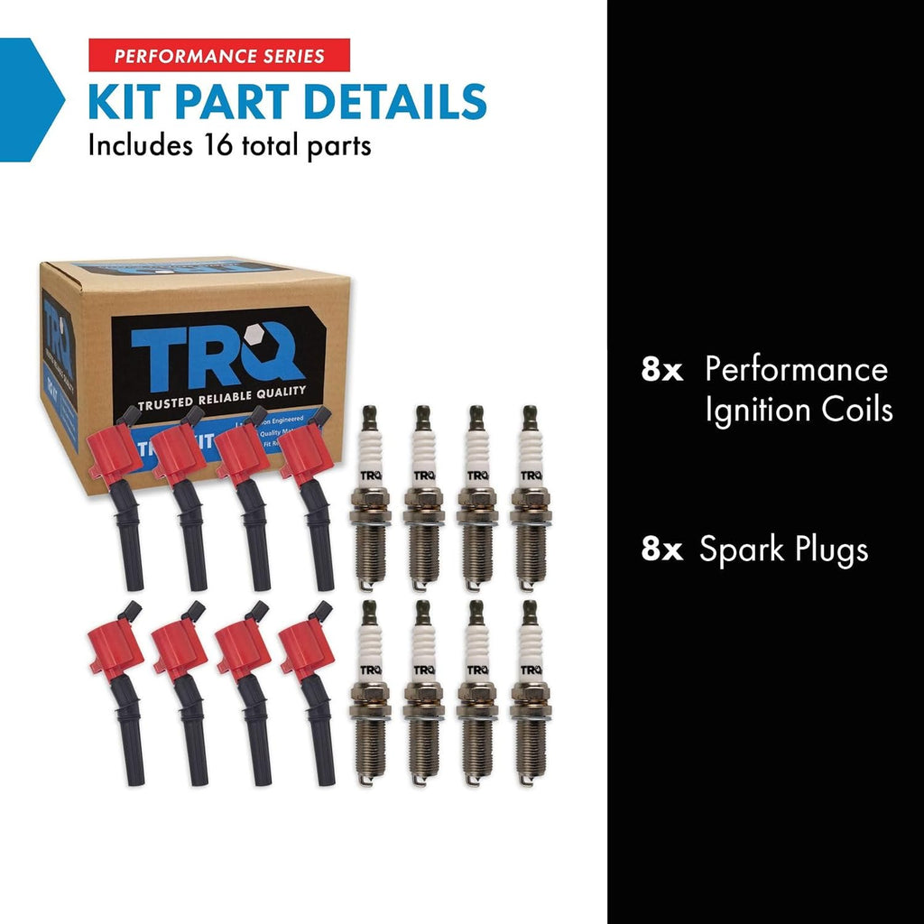 TRQ Ignition Coil & Spark Plug Kit Iridium 16 Piece Compatible with 1997-2010 Ford F-150 1999-2016 E-350 Super Duty 1998-2011 Lincoln Town Car Mercury Grand Marquis