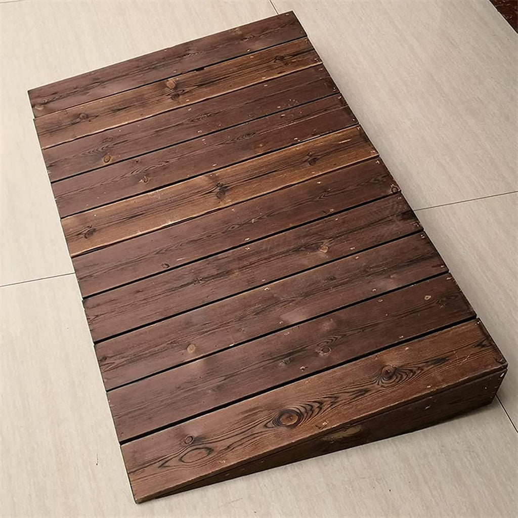 Threshold Ramp Driveway 10'/8'/7'/4' Rise Wooden Threshold Ramps for Doorways, Non-Slip Durable Entry Ramp for Home/Garden Step/Sheds Doors(90x80x25cm)