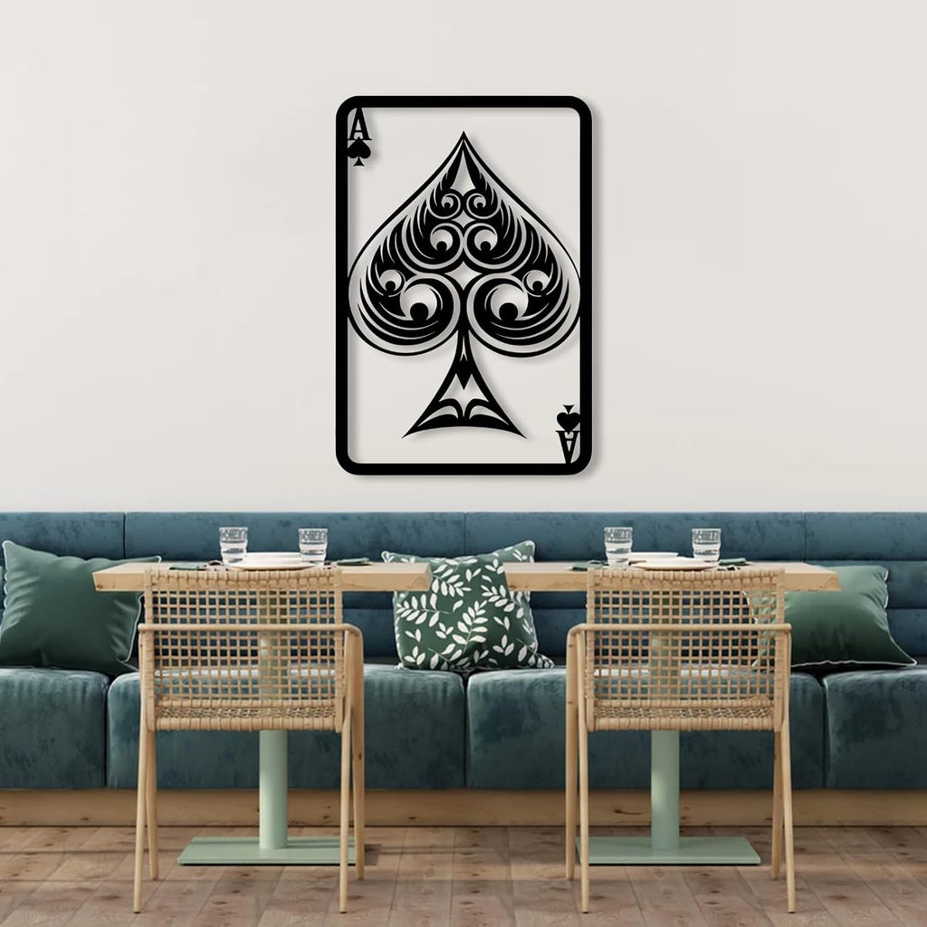 Aportif Metal Ace of Spades Wall Decor, Ace of Spades Card Wall Art, Poker Decorations, Playing Cards Art, Housewarming Gift, Living Room Decor (Black, 24x35 in / 60x89 cm)