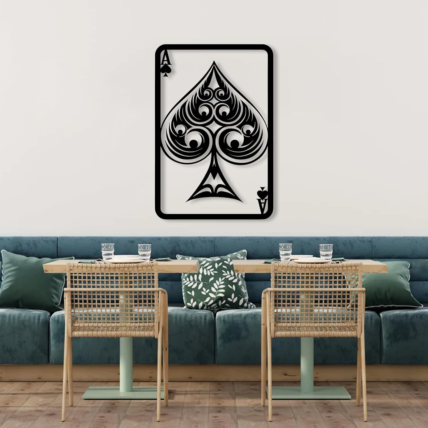 Aportif Metal Ace of Spades Wall Decor, Ace of Spades Card Wall Art, Poker Decorations, Playing Cards Art, Housewarming Gift, Living Room Decor (Black, 24x35 in / 60x89 cm)