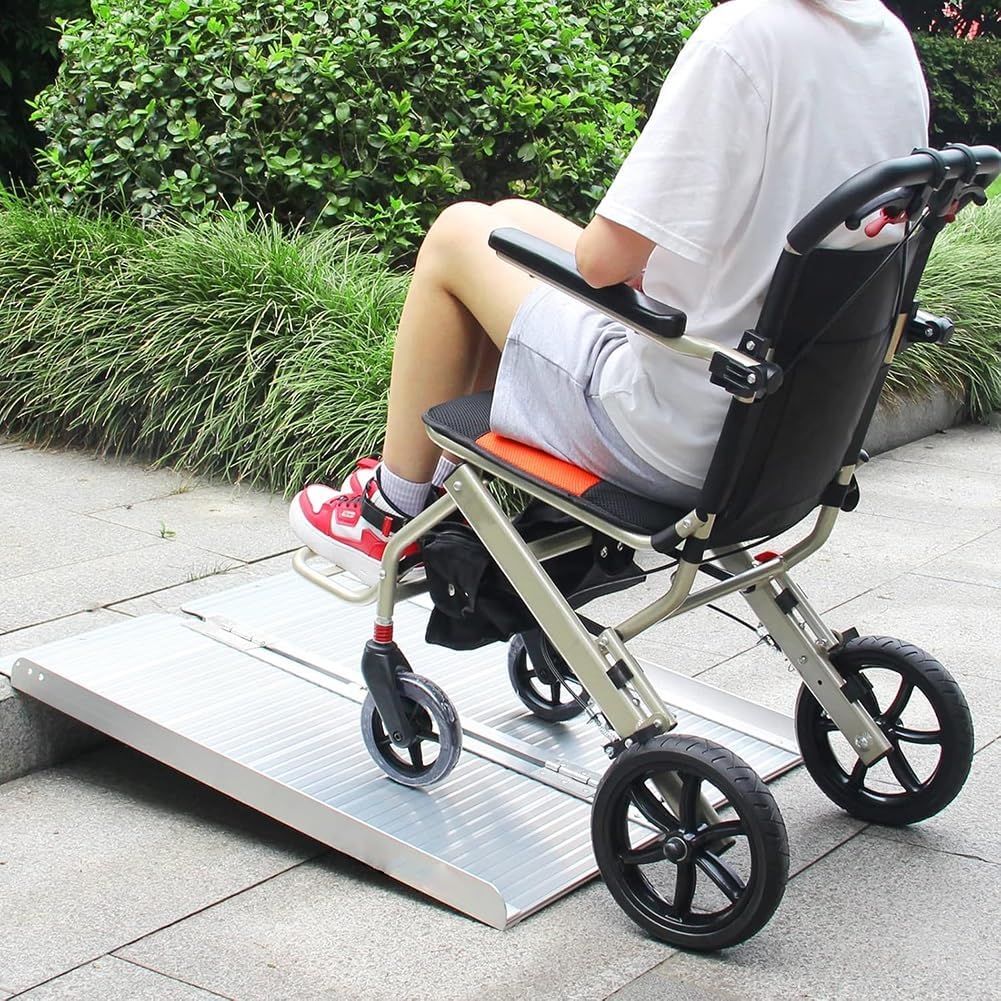 Portable Wheelchair Ramp - Non-Skid Aluminum Scooter Ramp for Home, Bank, Hotel, Thresholds, and Doorways - Durable and Safe Mobility Solution
