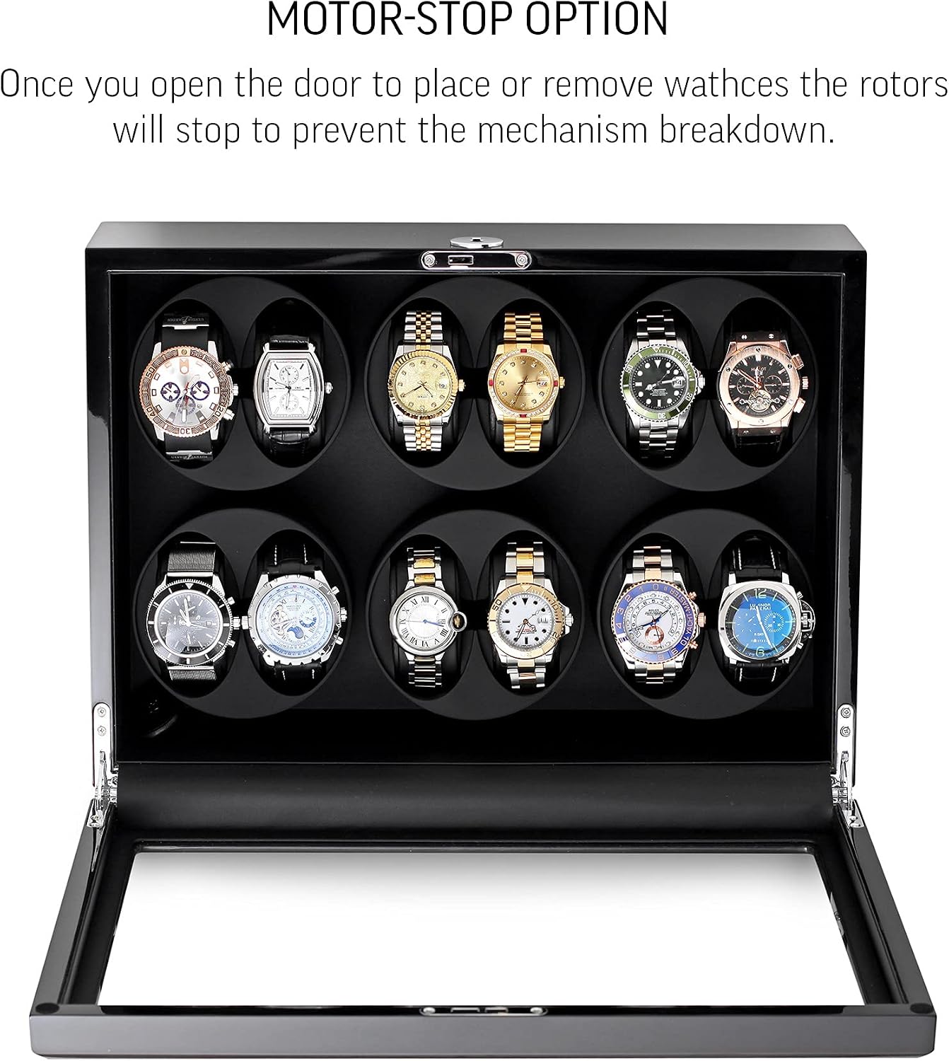 12 Watch Winder for Automatic Watches with Motor-Stop and Battery Option