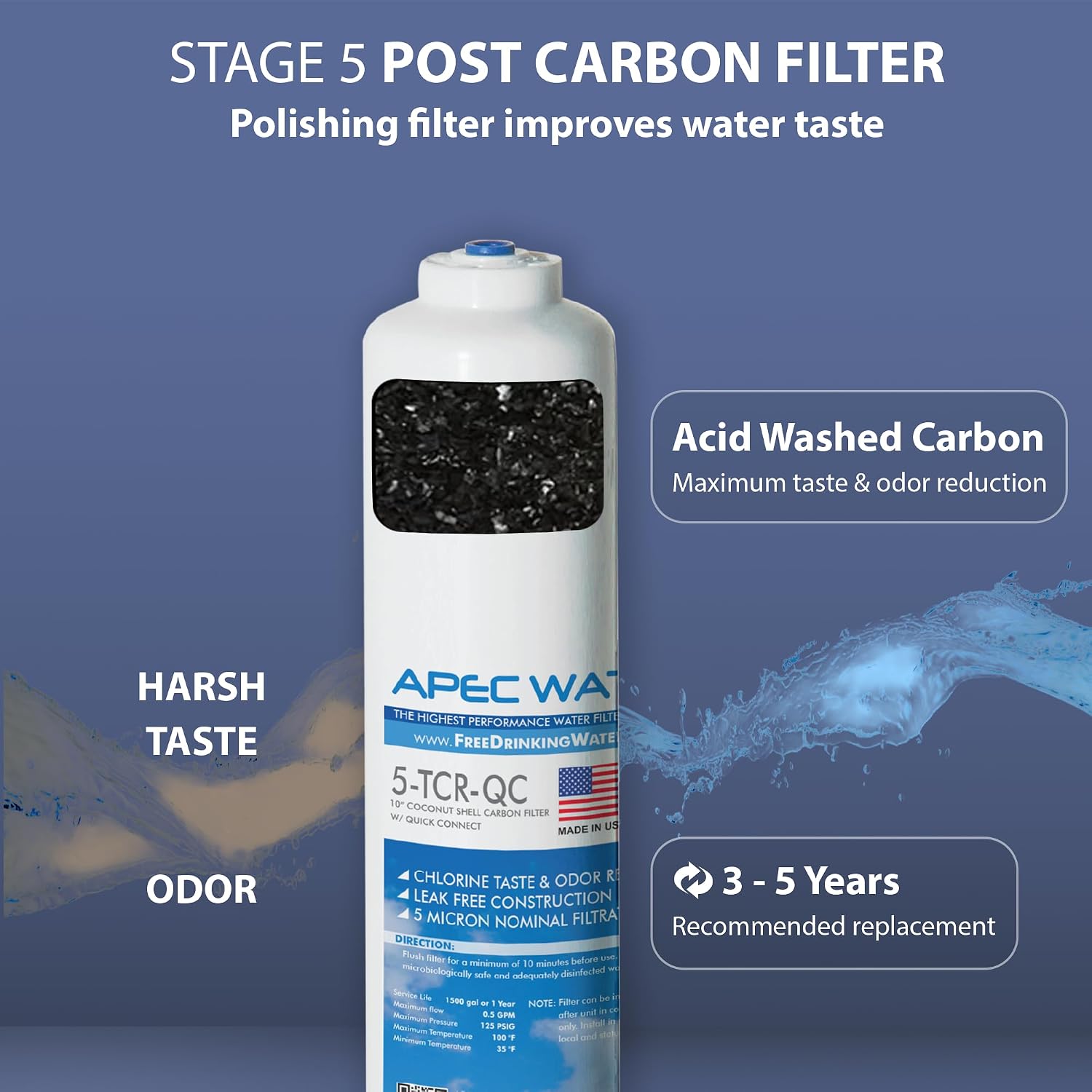 APEC FILTER-MAX90 US Made 90 GPD Complete Replacement Filter Set for Ultimate Series Reverse Osmosis Water Filter System (for Standard 1/4' Output System)
