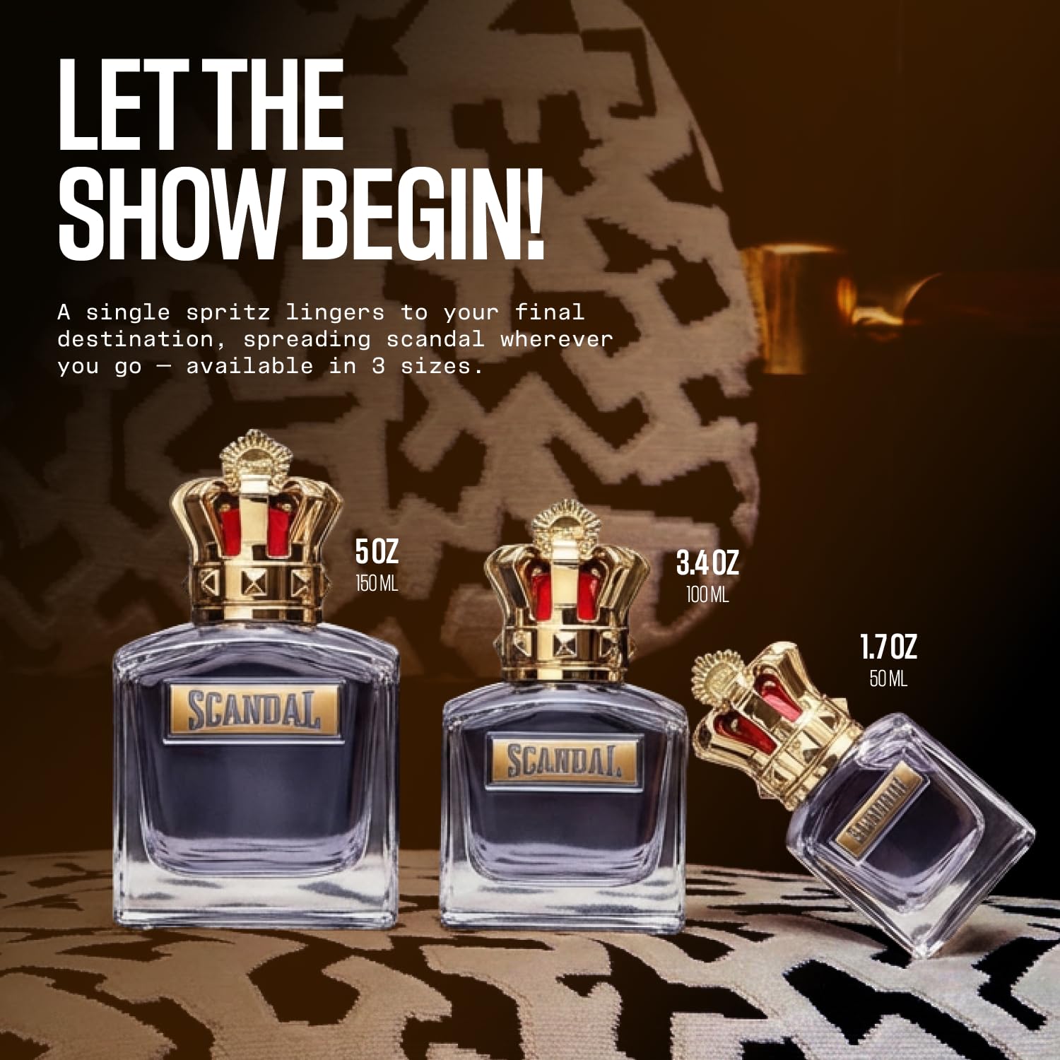 Jean Paul Gaultier Scandal Pour Homme Eau de Toilette for Men - Long Lasting Amber Woody Men's Cologne with Clary Sage, Tonka Bean and Vetiver - Designer Fragrance Spray