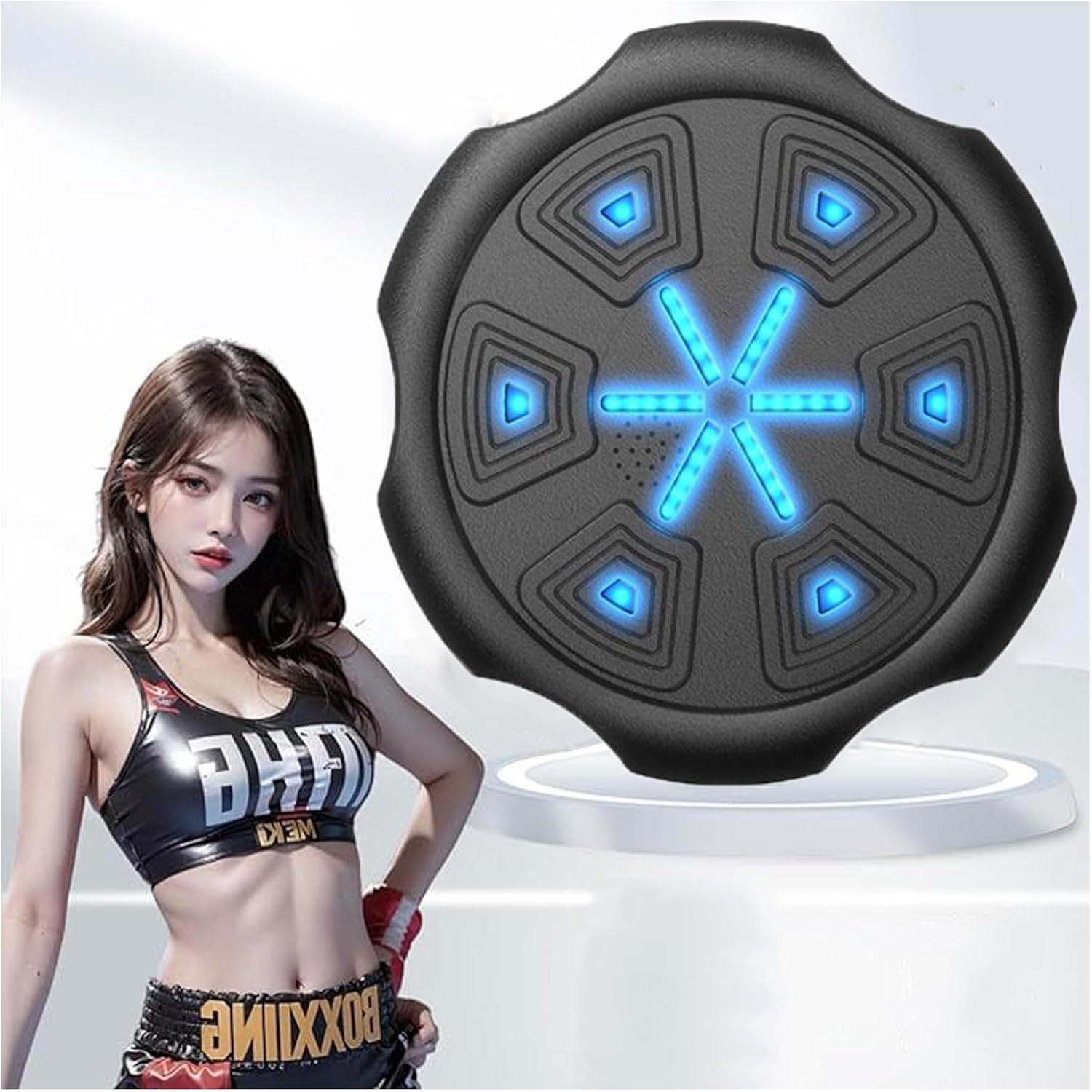 Smart Boxing Machine Wall Mounted, Music Boxing Machine with LED, Electronic Punching Machine & Boxing Gloves for Home Exercise Stress Release Boxing Game Y0-1011