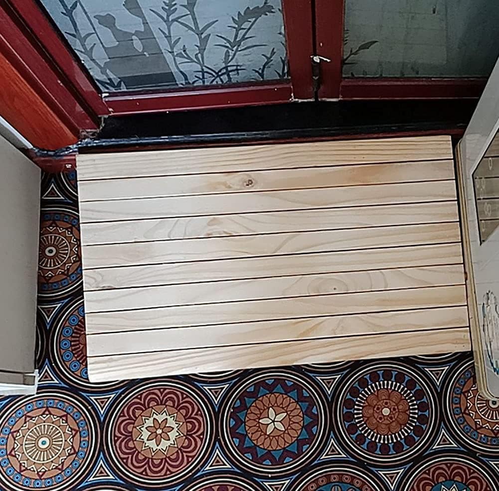 Ramps Wood Threshold for Doorways, Portable Wheelchair Non Slip Curb Doorway for Move Walker/Bike/Scooter(33.8x30x13cm)
