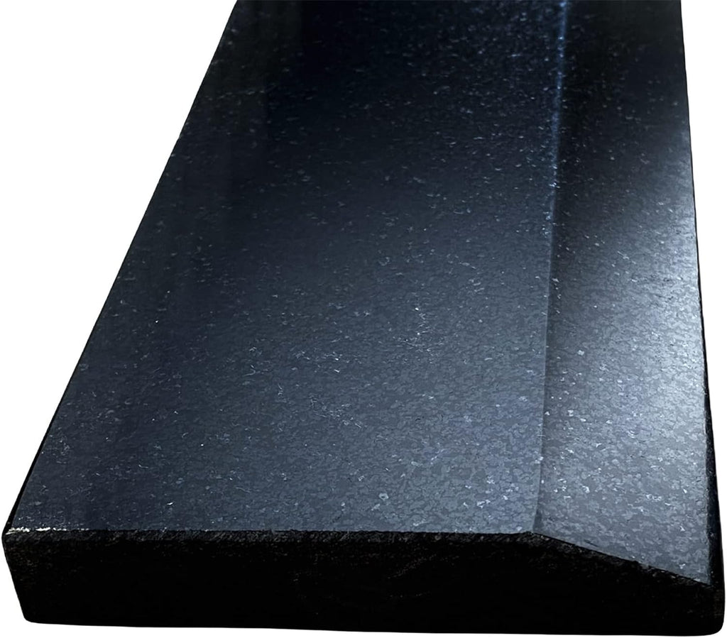Tenedos Single Hollywood One High Beveled Absolute Black Marble Doorway Granite Floor Threshold Tile (Marble Saddle) Polished, Maintenance Free, Stain Resistant - (4' x 36')