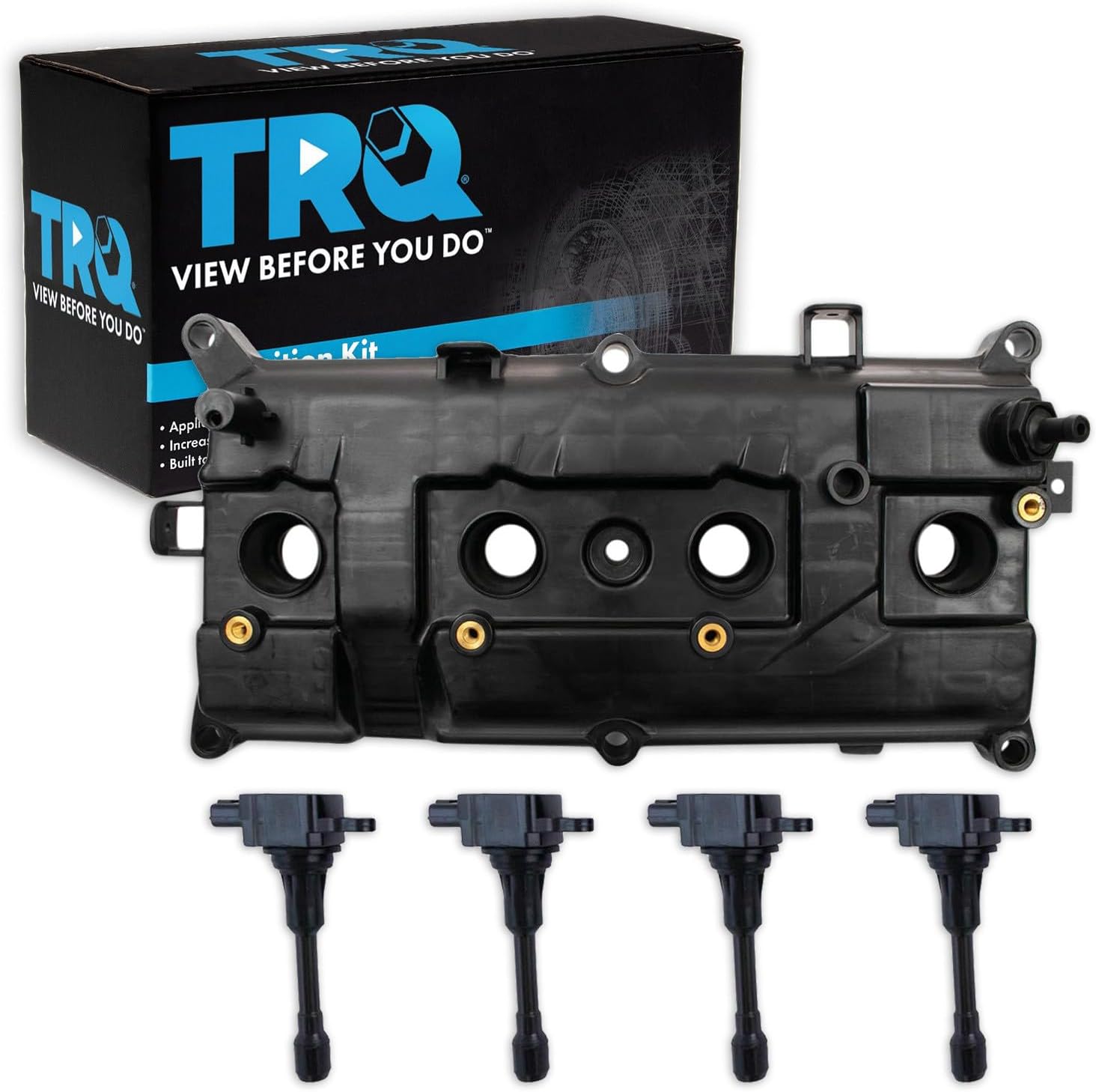 TRQ Ignition Coil Kit 5 Piece Valve Cover Compatible with 2007-2012 Nissan Versa