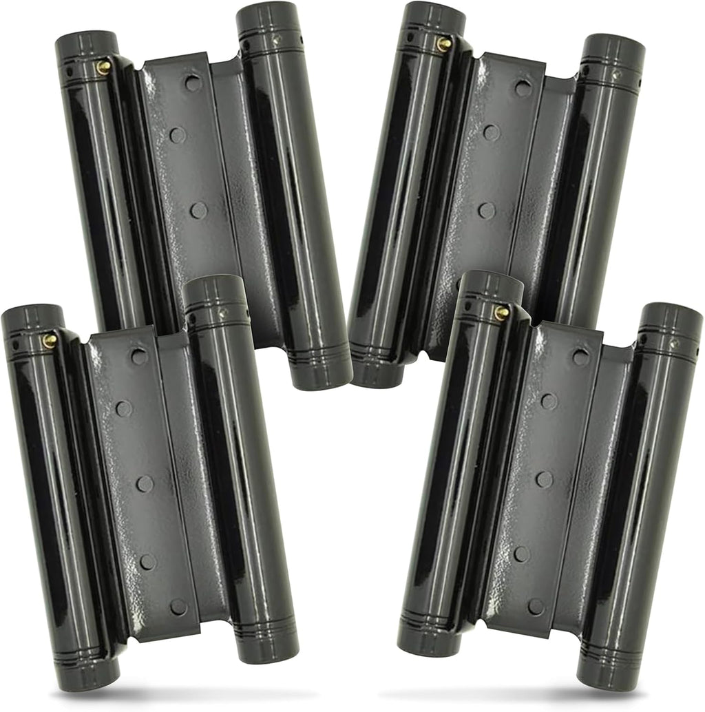 Swinging Cafe Doors - 6' Double Action Hinge – Heavy Duty Door Hinges for Saloon & Cafe Bar Swinging Doorways – Commercial Grade, Adjustable Tension for High Traffic Use, Gloss Black, 4 Units