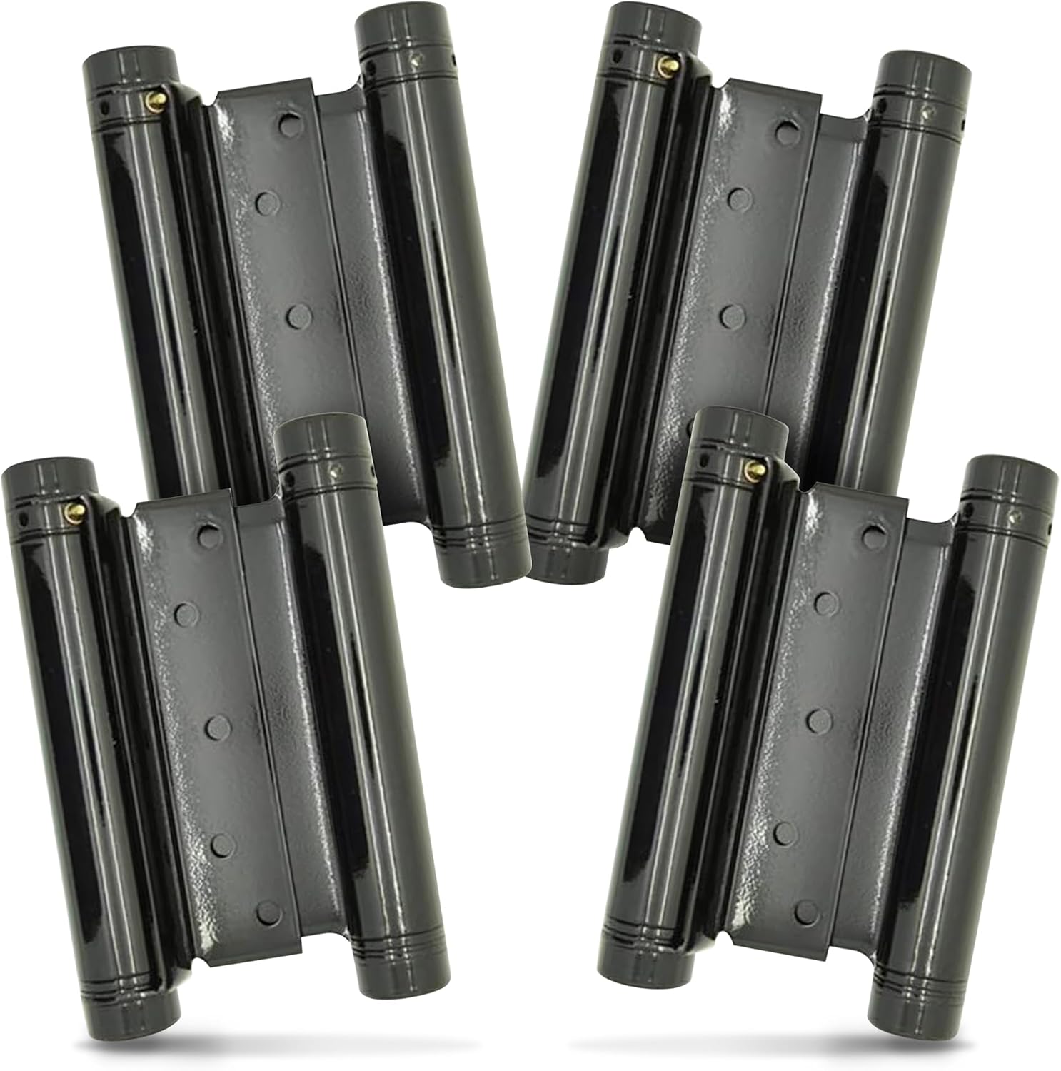 Swinging Cafe Doors - 6' Double Action Hinge – Heavy Duty Door Hinges for Saloon & Cafe Bar Swinging Doorways – Commercial Grade, Adjustable Tension for High Traffic Use, Gloss Black, 4 Units