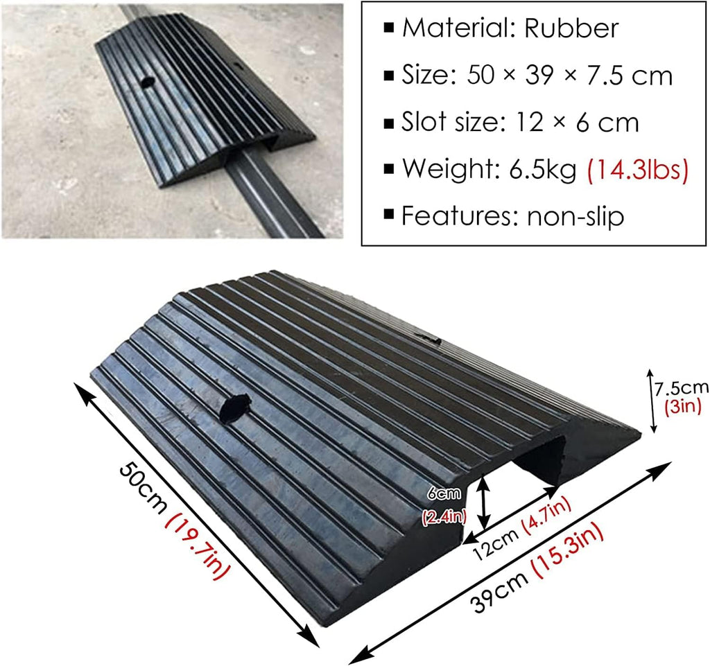 Katzowen Floor Transition Strip Floor Divider Strip, Rubber Wheelchair Ramps for Home, Portable Threshold Ramp 2 Inch Rise/Bridge Ramp for Getting Thru Door, Non Slip Doorway Ramp Load 600 Lbs