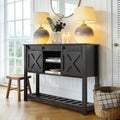 Entryway Table with Sliding Barn Doors, 43' Farmhouse Console Table with Storage Shelf, Behind Couch Sofa for Hallway, Entryway, Foyer, Black